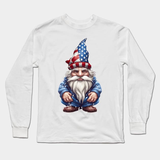 4th of July Gnome #2 Long Sleeve T-Shirt by Chromatic Fusion Studio